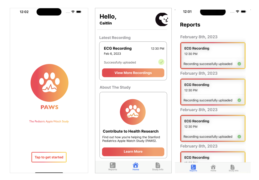 ios screen of PAWS mobile app